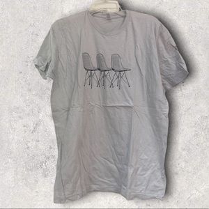 Mens XL American Apparel Light Grey T-Shirt with Chairs